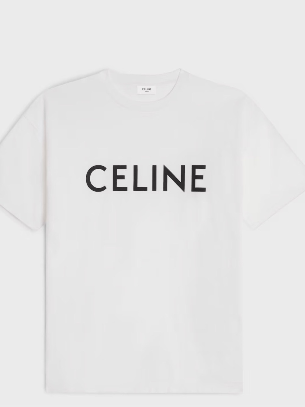Celine White Short-Sleeve Logo Tee with Black Print